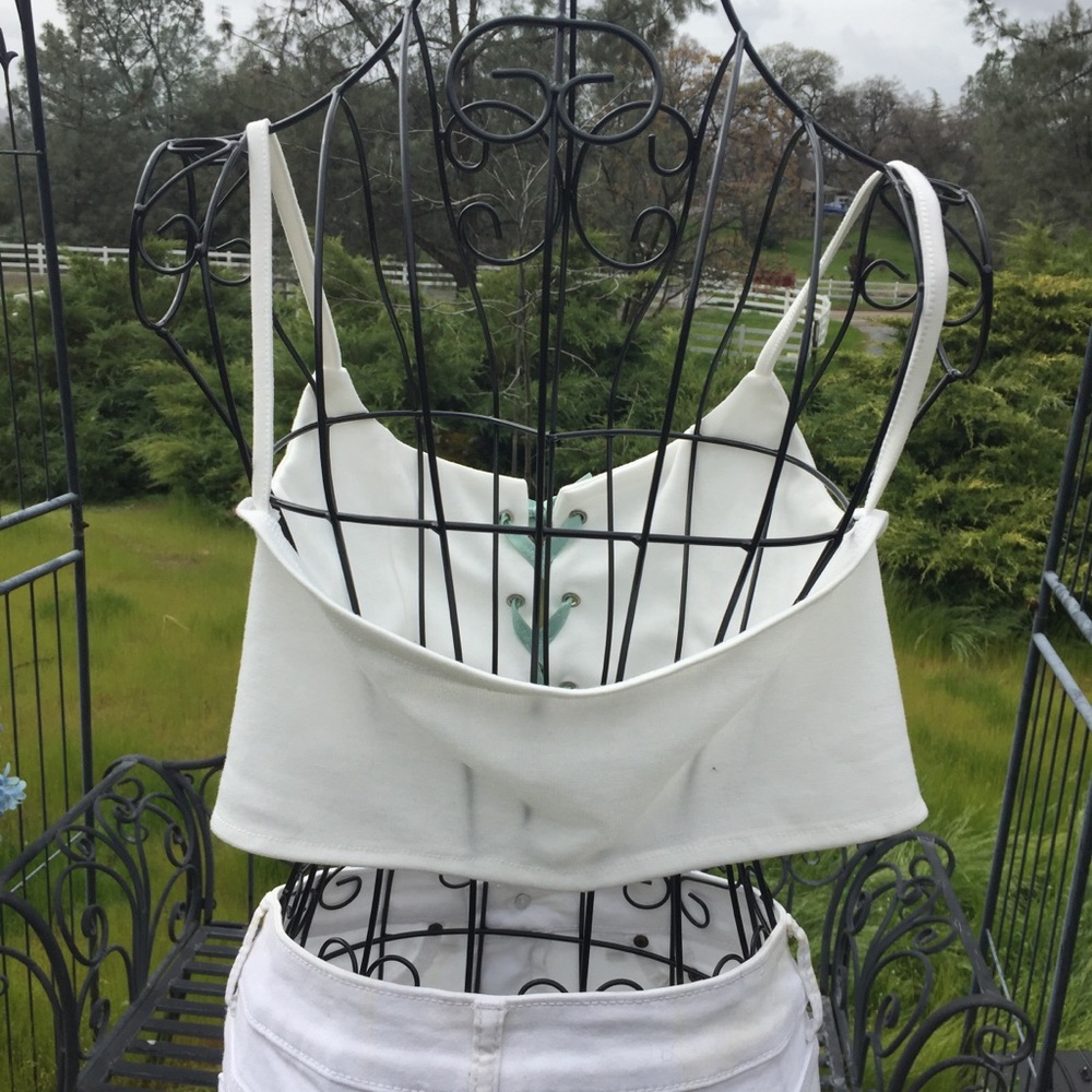 Cropped cotton knit  camisole ,front corset detail, - Picture 7 of 7